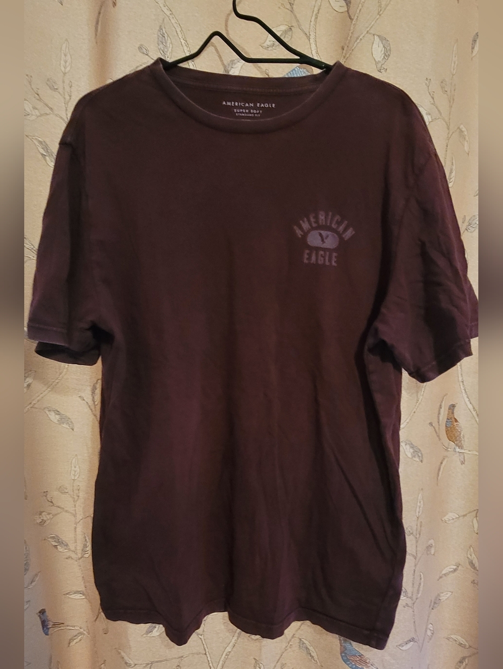 American Eagle Outfitters Men's Crew Neck T‑Shirt in Deep Plum